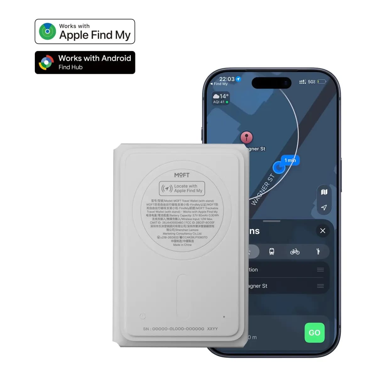 MOFT Trackable Field Wallet (8 cards) & Stand - Misty Cove
