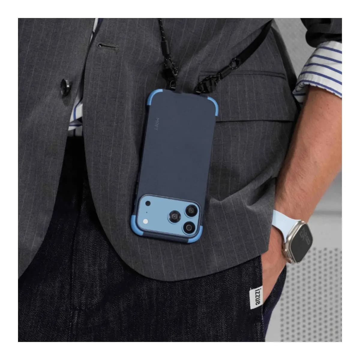MOFT Color-blocking Snap Phone Case for iPhone 18 Pro Max - Navy Blue + Faded Jeans