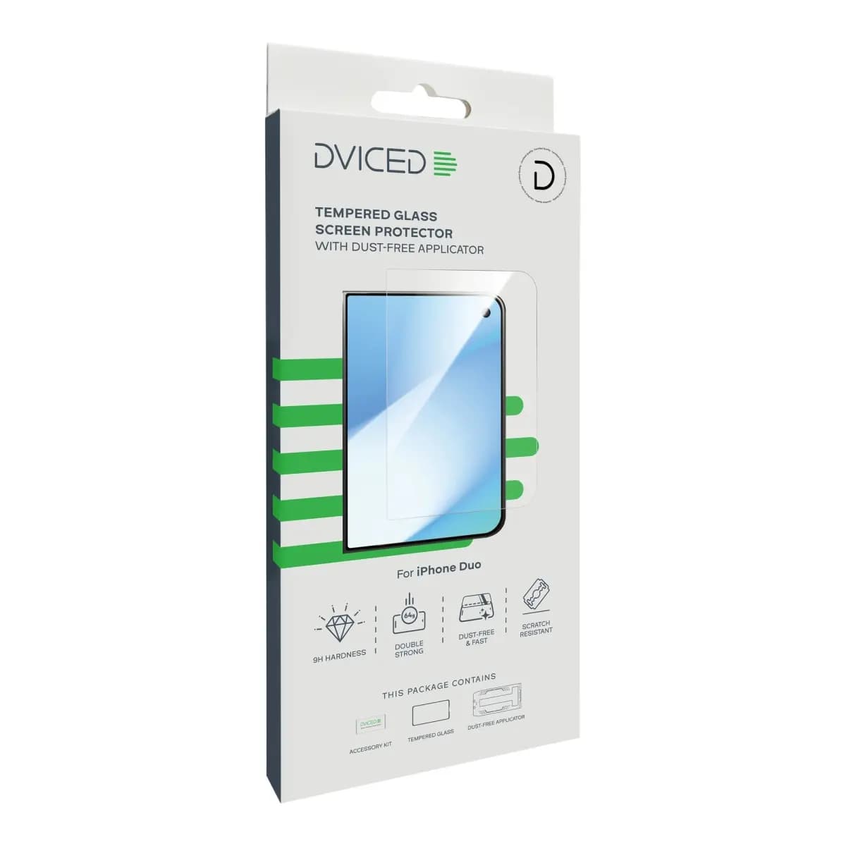 Dviced Outer Tempered glass screen protector for iPhone Duo with dust-free applicator
