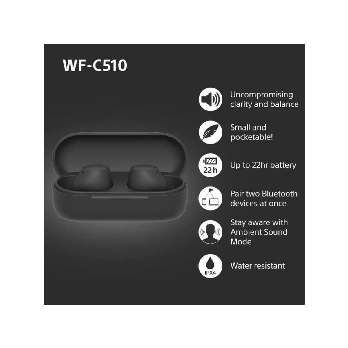Sony bežične slušalice WF-C51011 sati trajanja baterije,s još 11 sati u kutijici za punjenje;