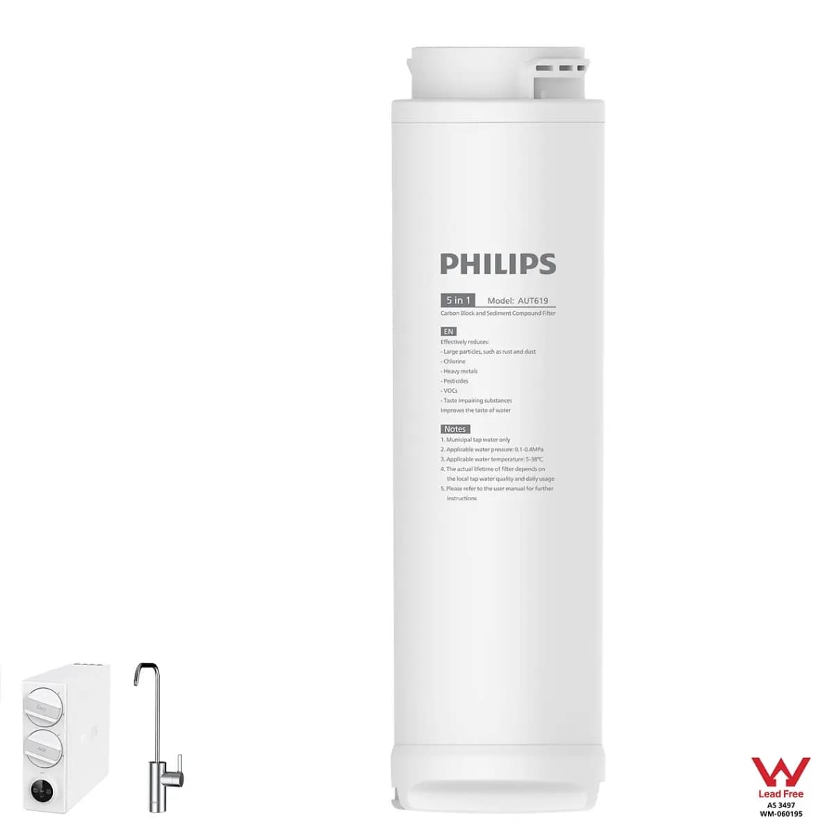 PHILIPS Filter za vodu AUT619/10, 5-u-1, sediment, karbonski blok i remineralizacija, za podpultne RO sisteme AUT8950/AUT8960