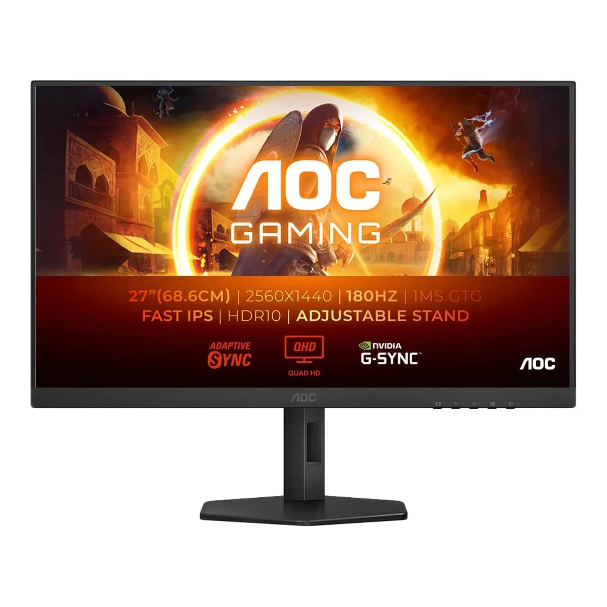 AOC Monitor Gaming Q27G4XF 27" QHD, Fast IPS, 180Hz, 0.5ms, HDR10, Full Ergo, Adaptive Sync
