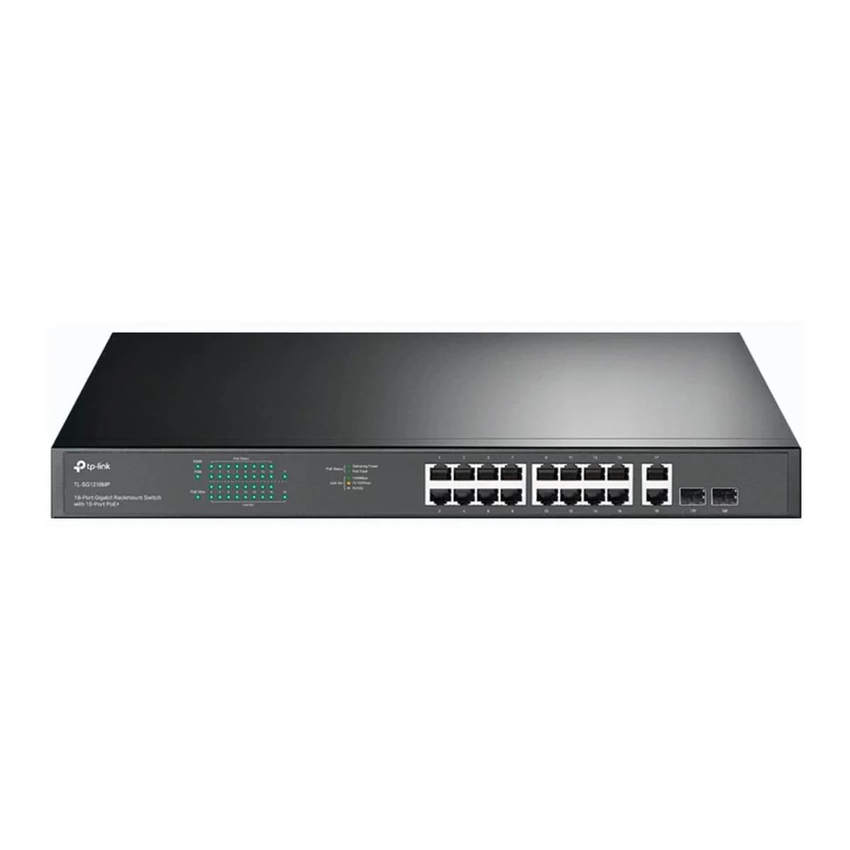TP-LINK Switch 18-Port Gigabit, Unmanaged, 16x PoE+, 2x Combo SFP, Rackmount