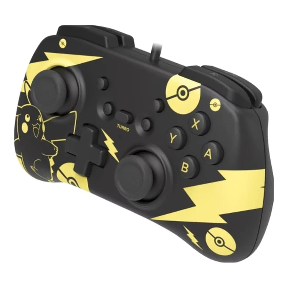 HORI Kontroler HORIPAD Mini Pikachu Black Gold Edition, Nintendo Switch, Zicni, 3 m kabel, Turbo tipka
