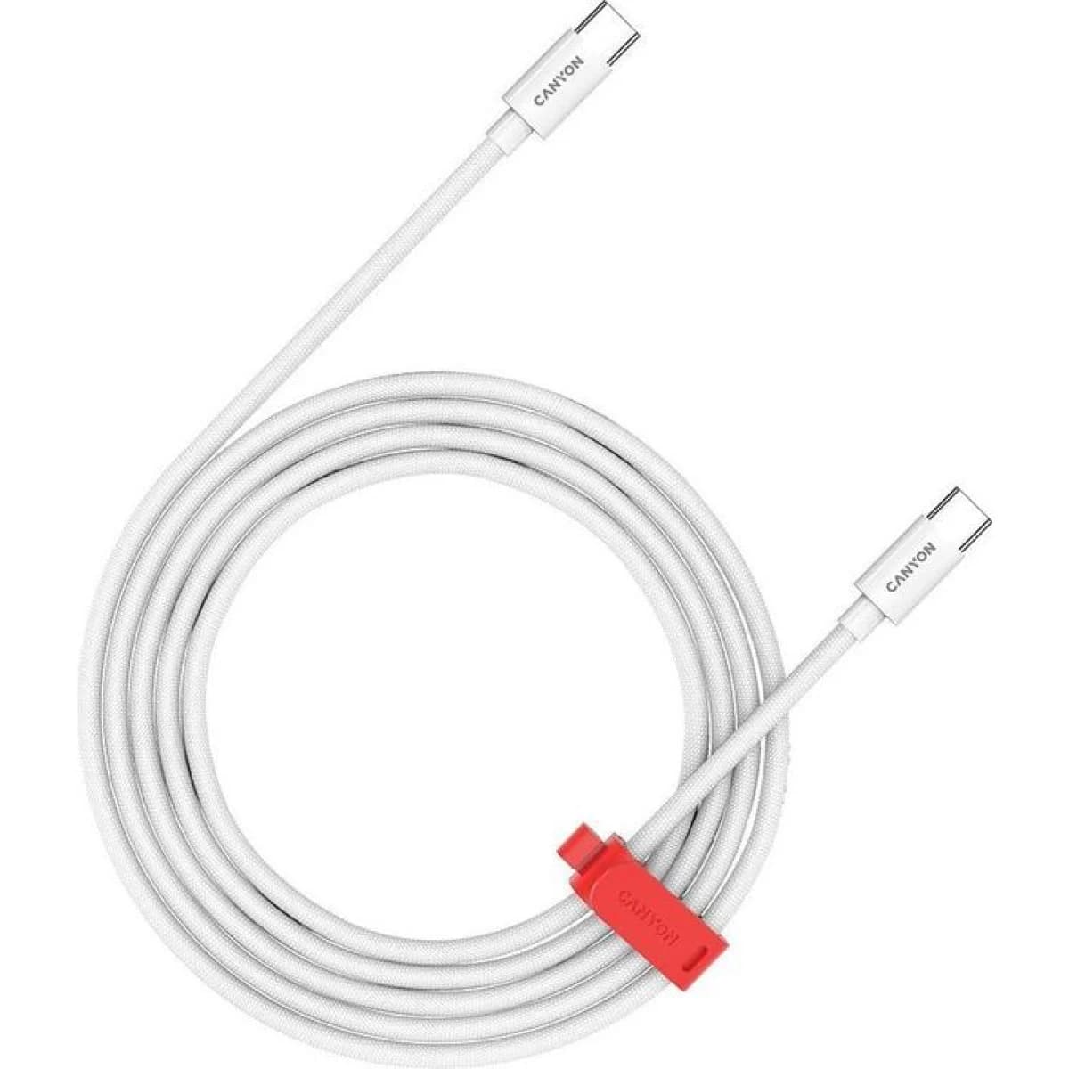 CANYON USB Kabl Type-C na Type-C 1.2m CC100AB Braided 100W, Bijeli