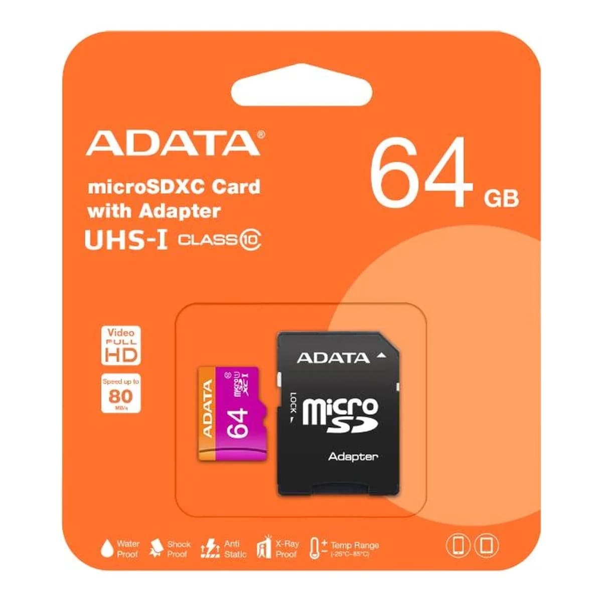 ADATA MicroSD 64GB Premier UHS Class 10, V10 100/25 Mbps microSDXC