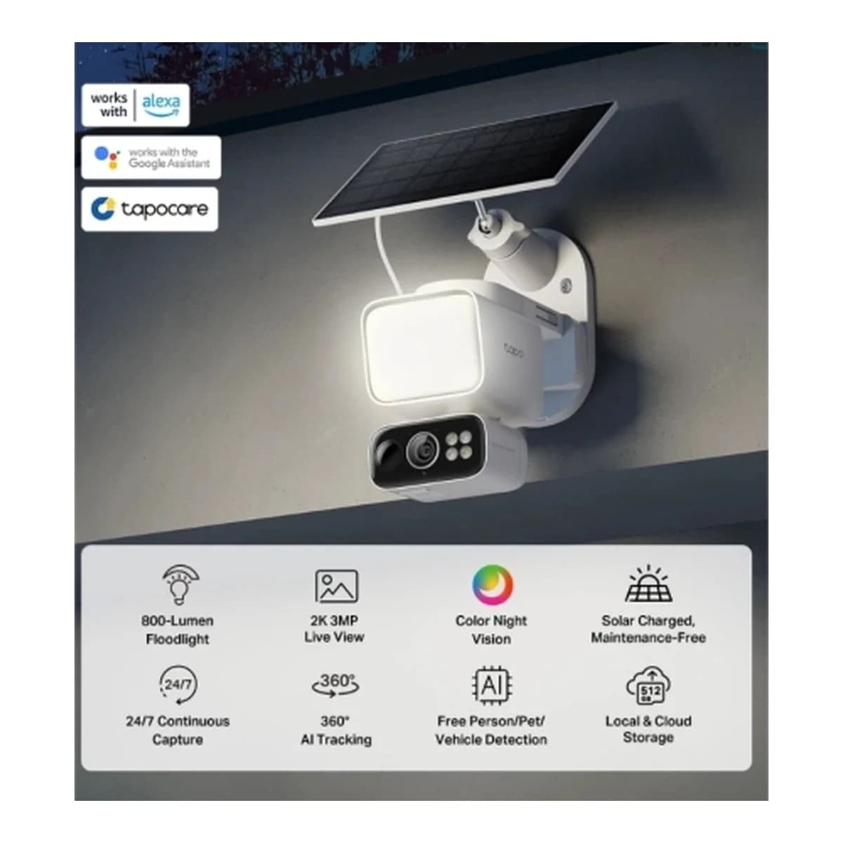 TP-Link Outdoor Solar-Powered Wi-Fi Floodlight Pan/Tilt Camera Tapo C615F KIT