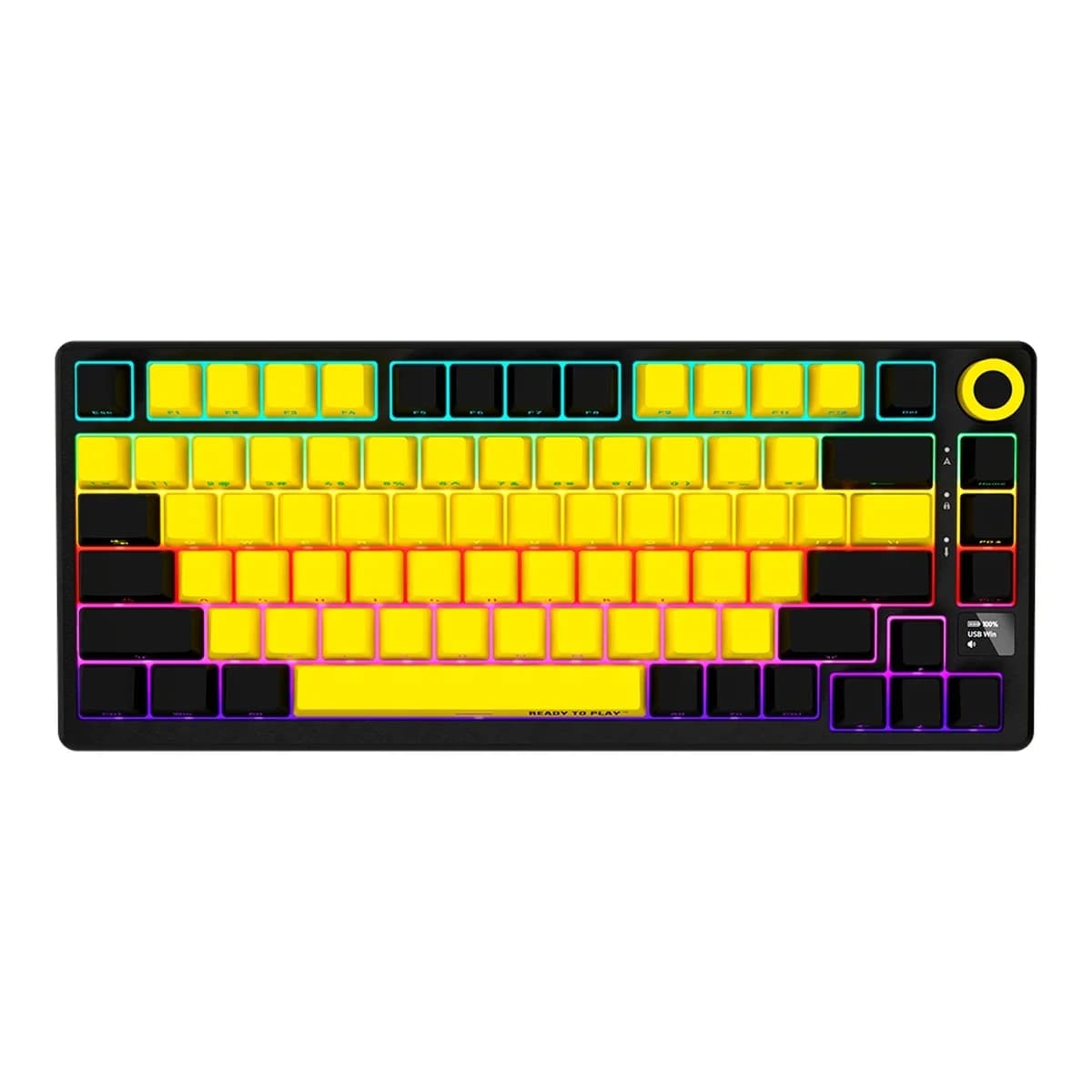 LORGAR Tastatura KBP7075W, Bežična, Mehanička, 75%, Black/Yellow, EN layout