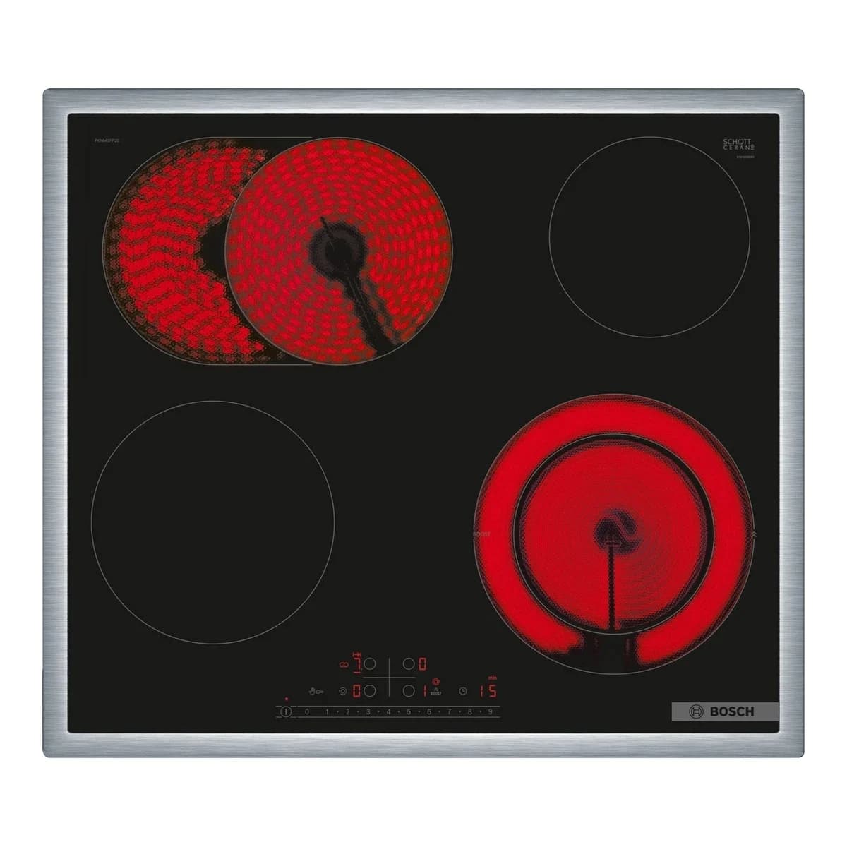 BOSCH Staklokeramička ploča Serie 6|, Inox okvir, 60 cm,Ekvivalent PKN645FP1E