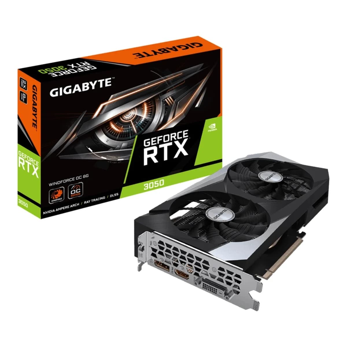 Gigabyte RTX 3050 WindForce;8GB GDDR6 128bitDP, HDMI,DVI;