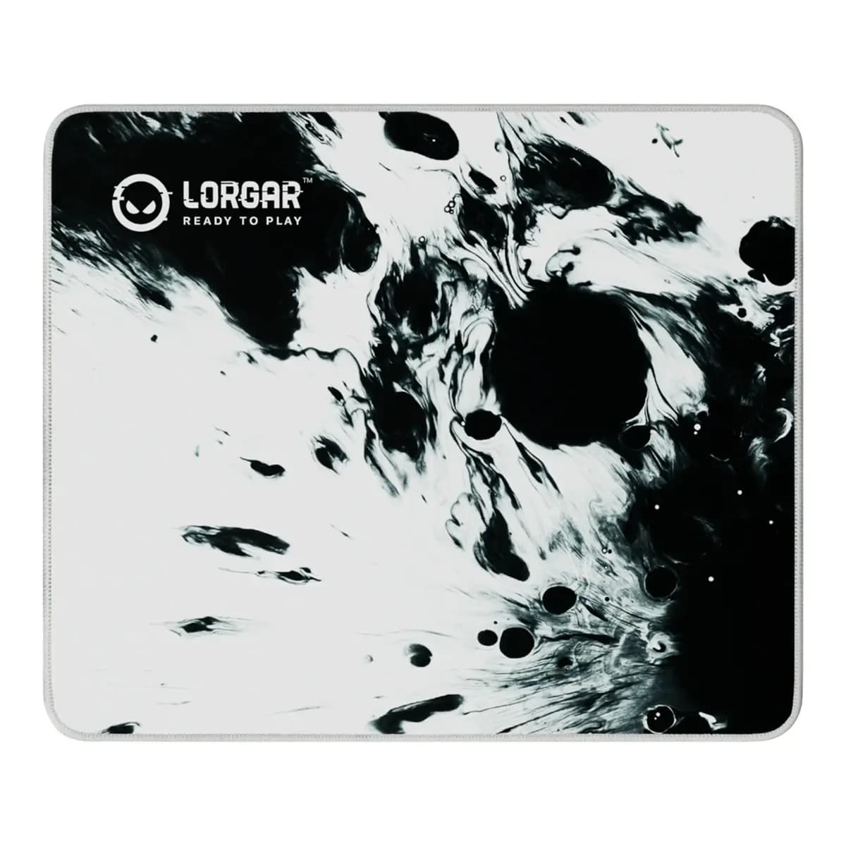 LORGAR Podloga za miš Full Print White and Black, gumena donja strana, utisnuti logo, dvostruki šavovi na rubovima
