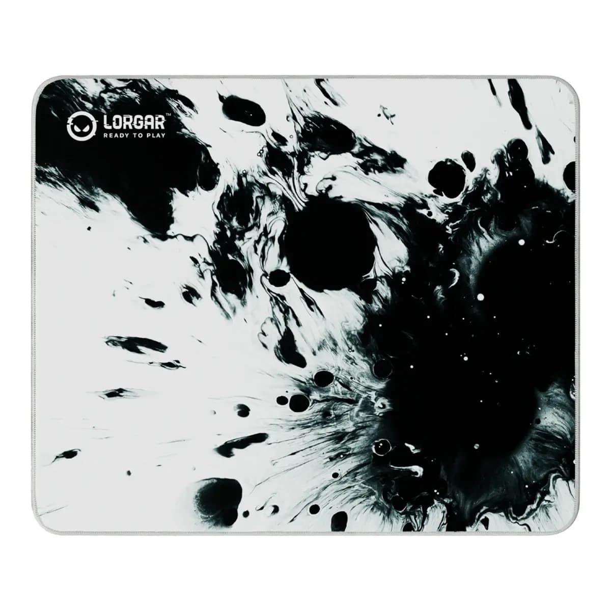 LORGAR Podloga za miš Full Print White and Black Design, gumena donja strana, reljefni logo, dvostruko šivani rubovi