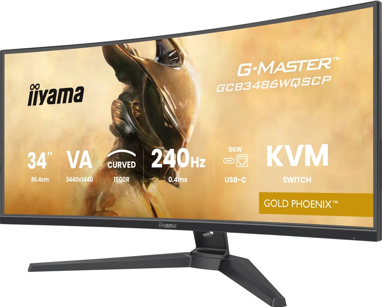 IIYAMA Monitor Gaming GCB3486WQSCP-B1 G-Master Gold Phoenix 34" UWQHD, VA Panel, 240Hz, 0.4ms, Zakrivljeni, USB-C Dock, HDR400, FreeSync Premium