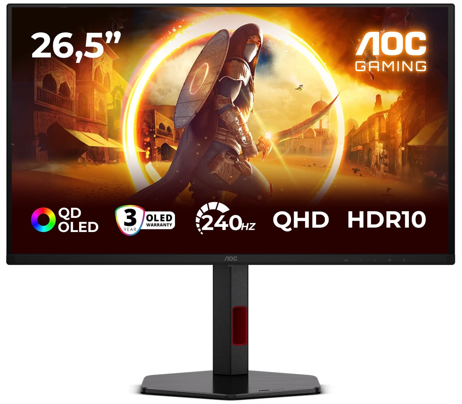 AOC Monitor Gaming Q27G4ZDR 27" QHD, QD-OLED Panel, 240Hz, 1ms, PiP+PbP, USB Hub, HDMI, DP