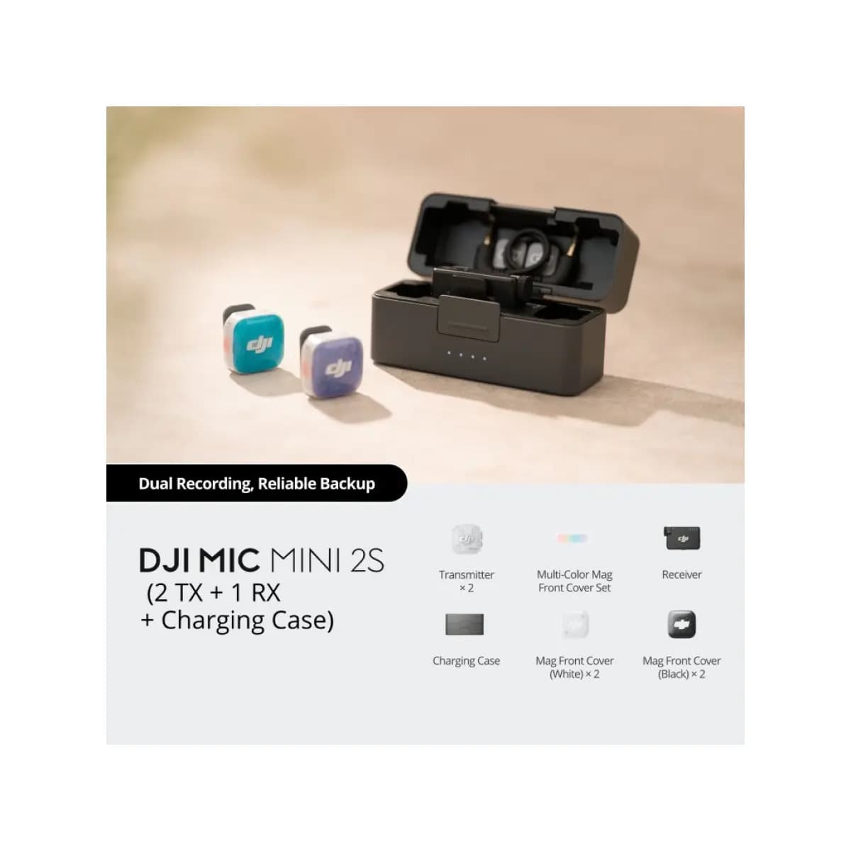 DJI Slušalice Mic Mini 2S Wireless, 2 TX + 1 RX, Mikrofon, Charging Case