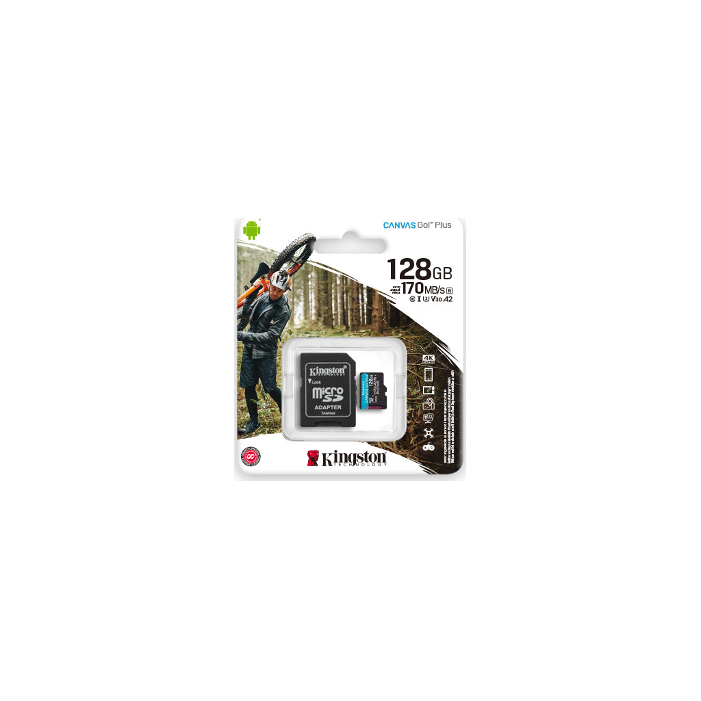 Kingston microSD 128GBCanvasGoPlusr/w:170MB/s/90MB/s,with adapter - Image 2